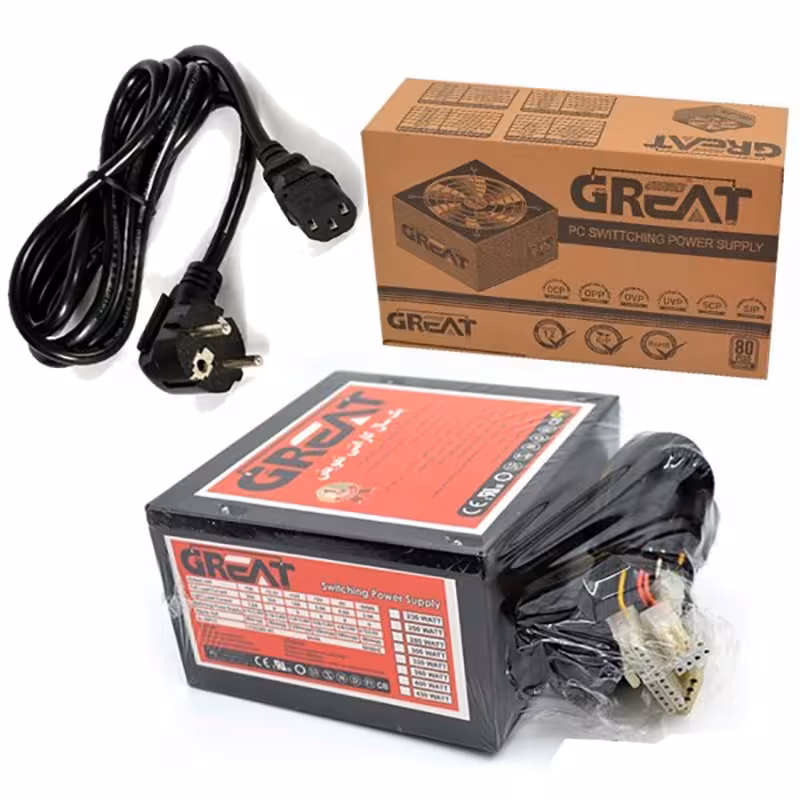 منبع تغذیه کامپیوتر گریت مدل GR-300W ( پاور کامپیوتر 300 وات)پاور کیس