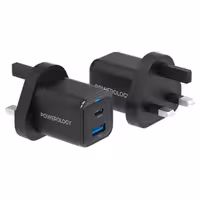 شارژر دیواری فست شارژ تایپ سی و یو اس بی 35 وات پاورولوژی PWCUQC023