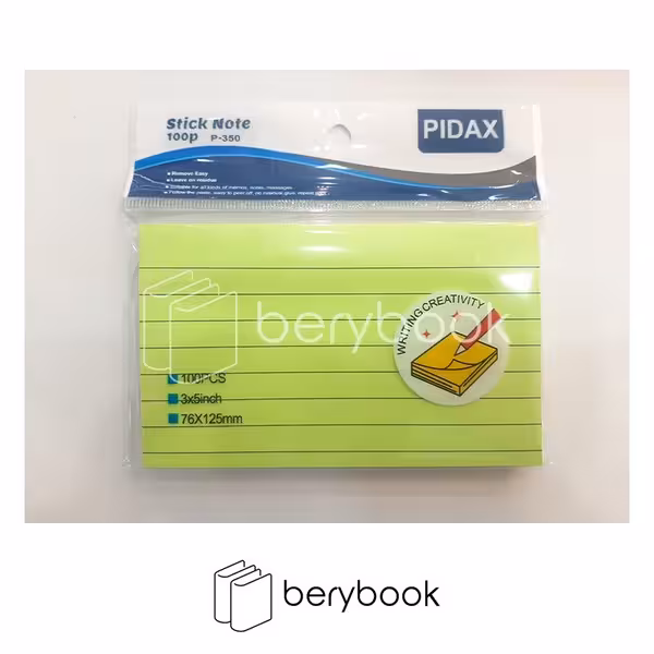 Pidax / پیداکس / پست ایت / 76*125 / خط دار / سبز / 5 رنگ / P350