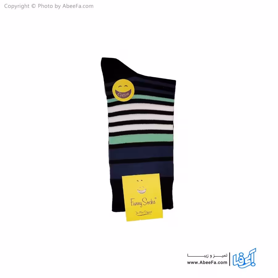 جوراب ساقدار فانی مدل 102 آبی دودی-مشکی