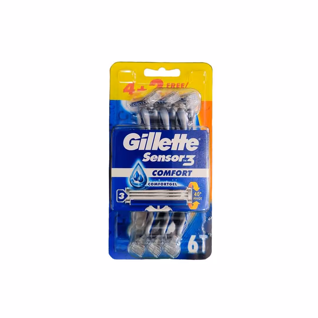 خود تراش ژیلت مدل GILLETTE Sensor3 comfort بسته 6 عددی