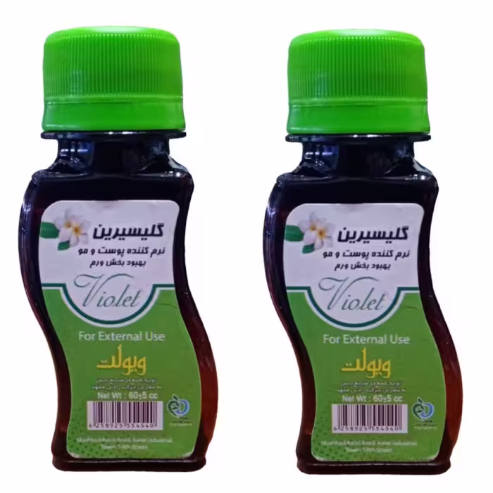 روغن بدن ویولت مدل گلیسیرین شقایق حجم 60 میلی لیتر بسته 2 عددی