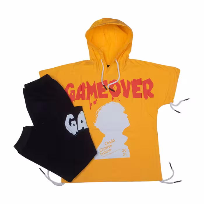 ست تیشرت و شلوارک بچگانه اسپرت مدل کلاه دار