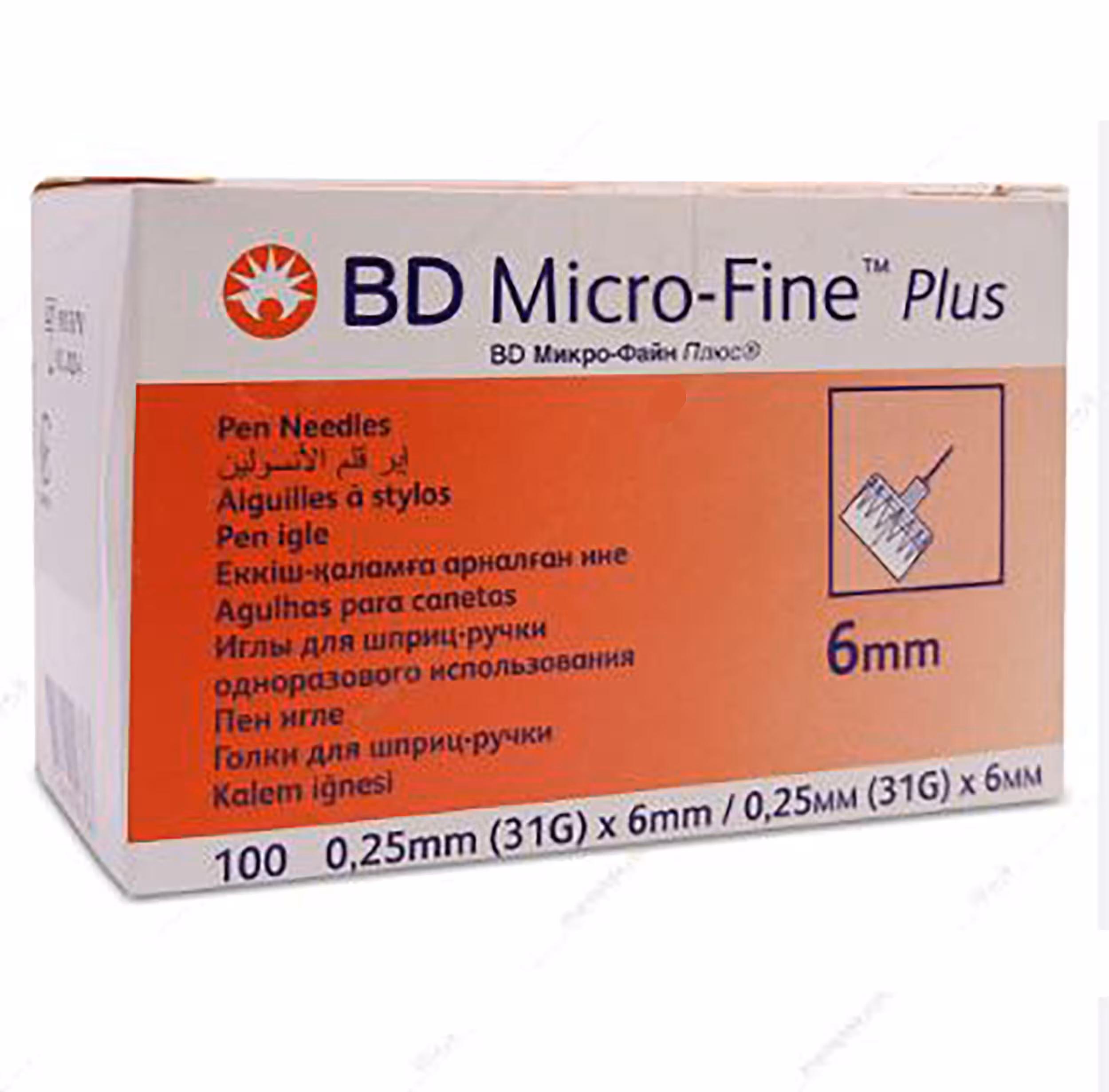 سر سوزن قلم انسولین بی دی مدل MICOR-FINE PLUS سایز 6MM - 31G 100عددی