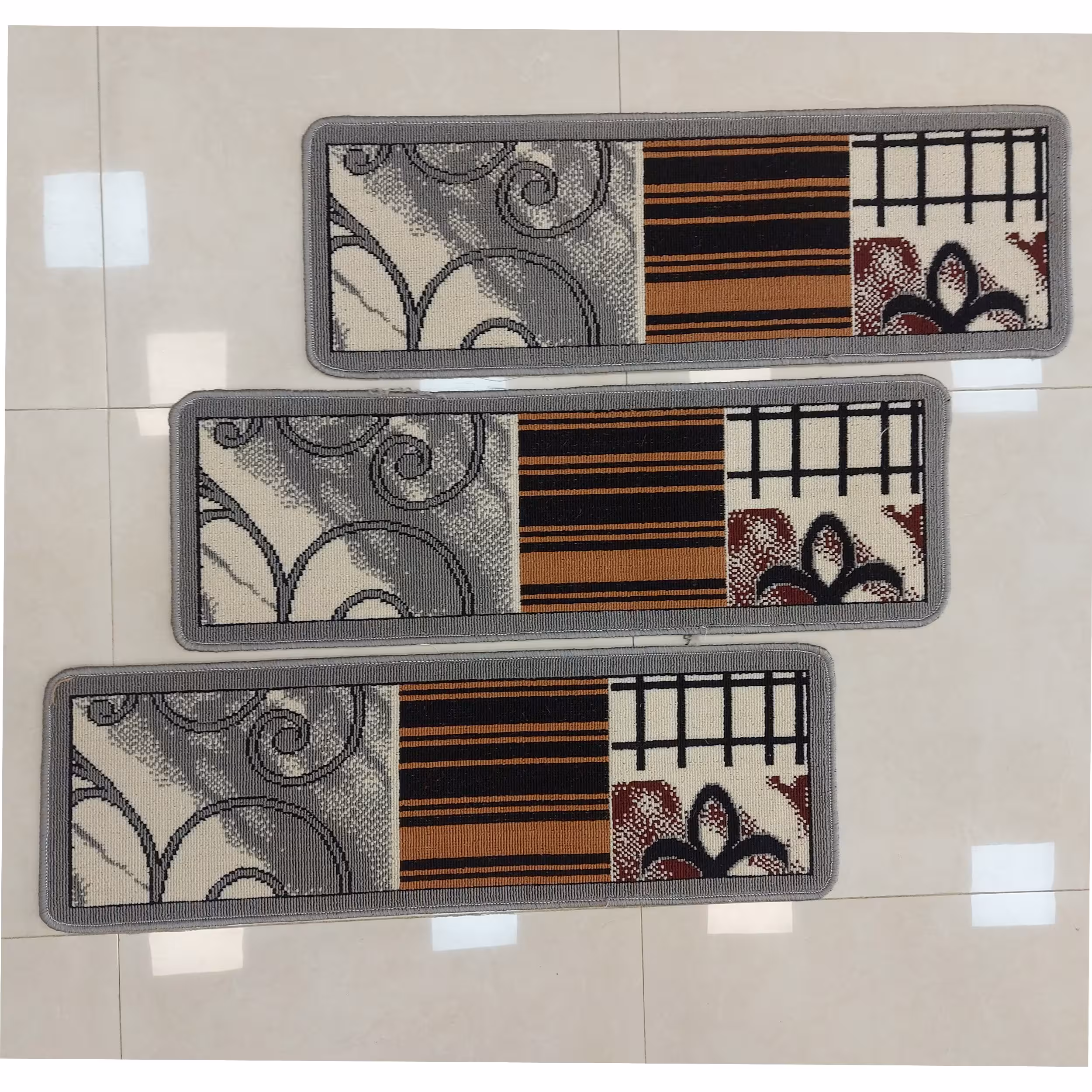 رو پله گلیم (80-30)-رنگ نقره ای-طرح ساوین-در سایزهای مختلف(ارسال پس کرایه)