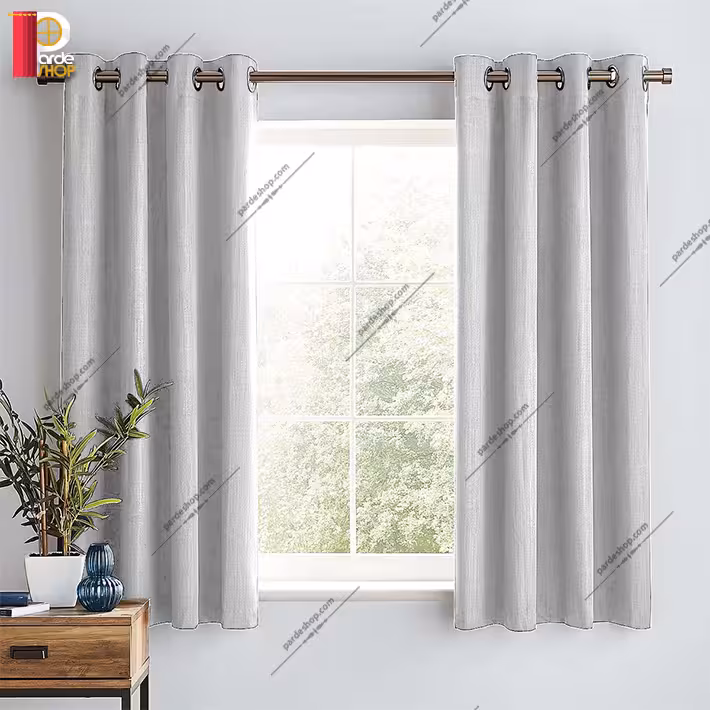 پرده پانچی کتان ملانژ سفید