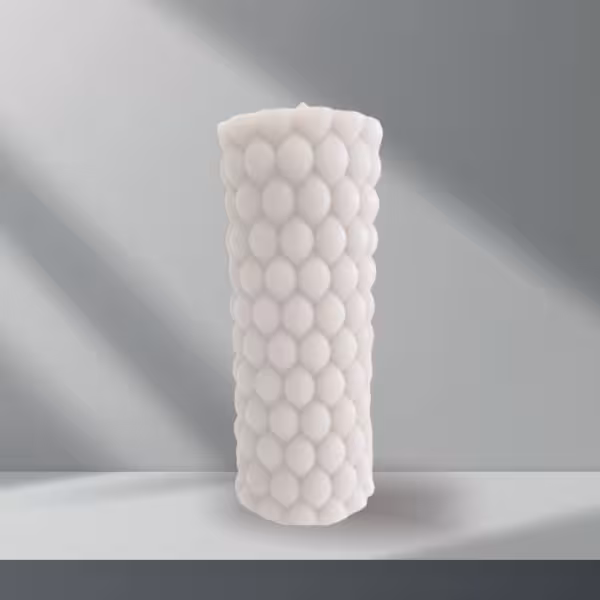 شمع دکوری گوی استوانه بافت سفید