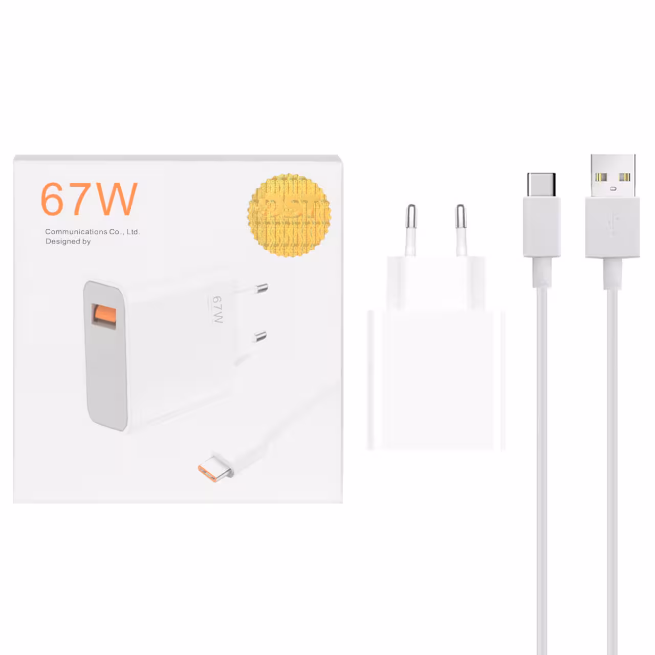 شارژر دیواری 67W فست تک پورت Xiaomi به همراه کابل شارژ Type-C مدل MDY-11-EZ - سفید - DST