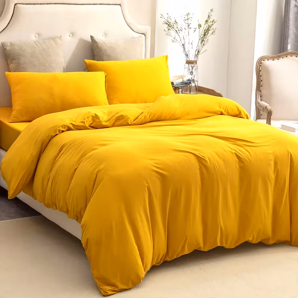 سرویس روتختی کاوری چیداری زرد دو نفره چهار تکه