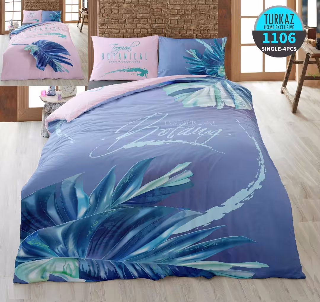 سرویس لحاف روتختی 1 نفره چاپی تنسل برند ترکاز(Turkaz) کد 1106
