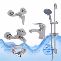 ست 5 عددی شیرآلات برند آیدا صنعت مدل قهرمان | روشویی   توالت   حمام   شلنگ   علم دوش یونیکا | کروم مات