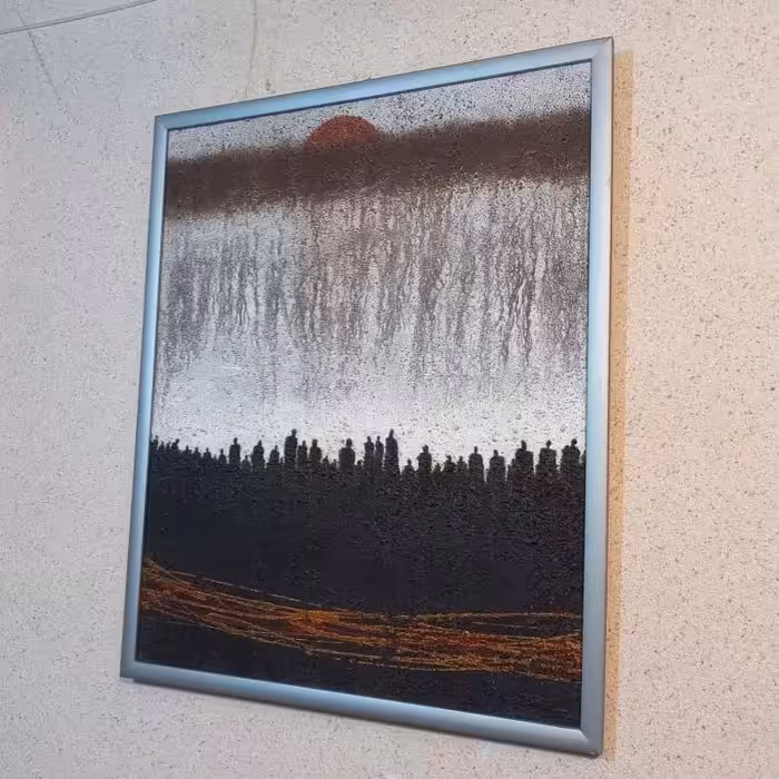 تابلو نقاشی میکس مدیا مدل انسانهای زمینی کد SHAG2