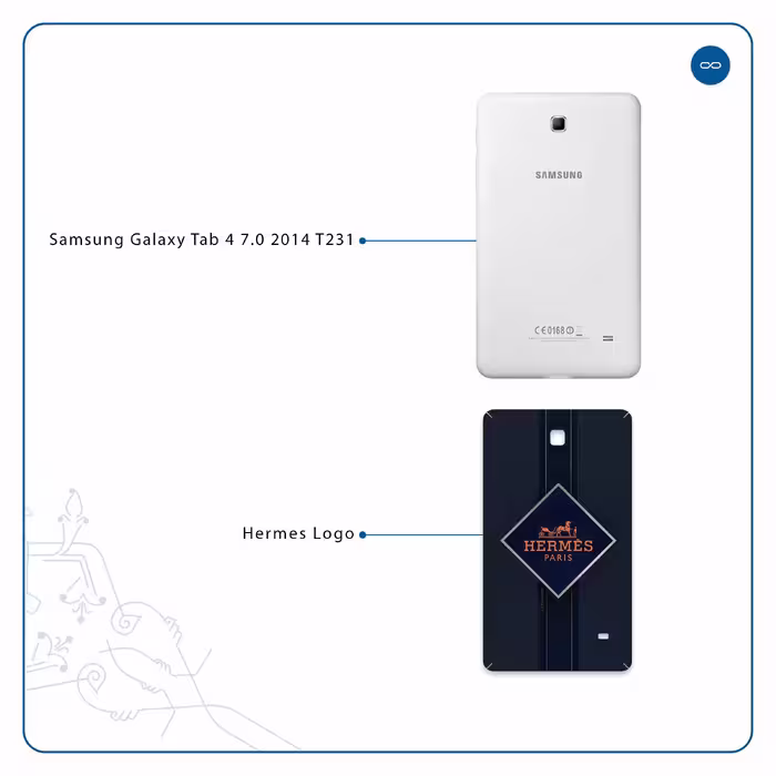 برچسب پوششی ماهوت مدل Hermes-Logo مناسب برای تبلت سامسونگ Galaxy Tab 4 7.0 2014 T231