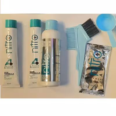 کیت رنگ مو و ابرو نیتروپلاس شماره 6.55 حجم 100 میلی لیتر رنگ ماهگونی تیره