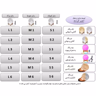 آباژور رومیزی مدل کره ماه کد M6