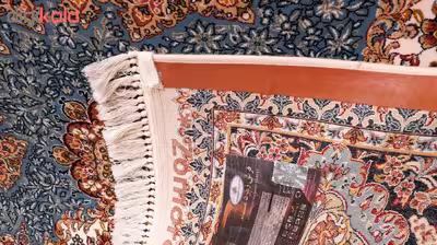 فرش ماشینی زمرد مشهد مدل یاس زمینه آبی