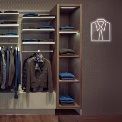چراغ دیواری نئون دیزاین طرح Men-Clothes_WHT