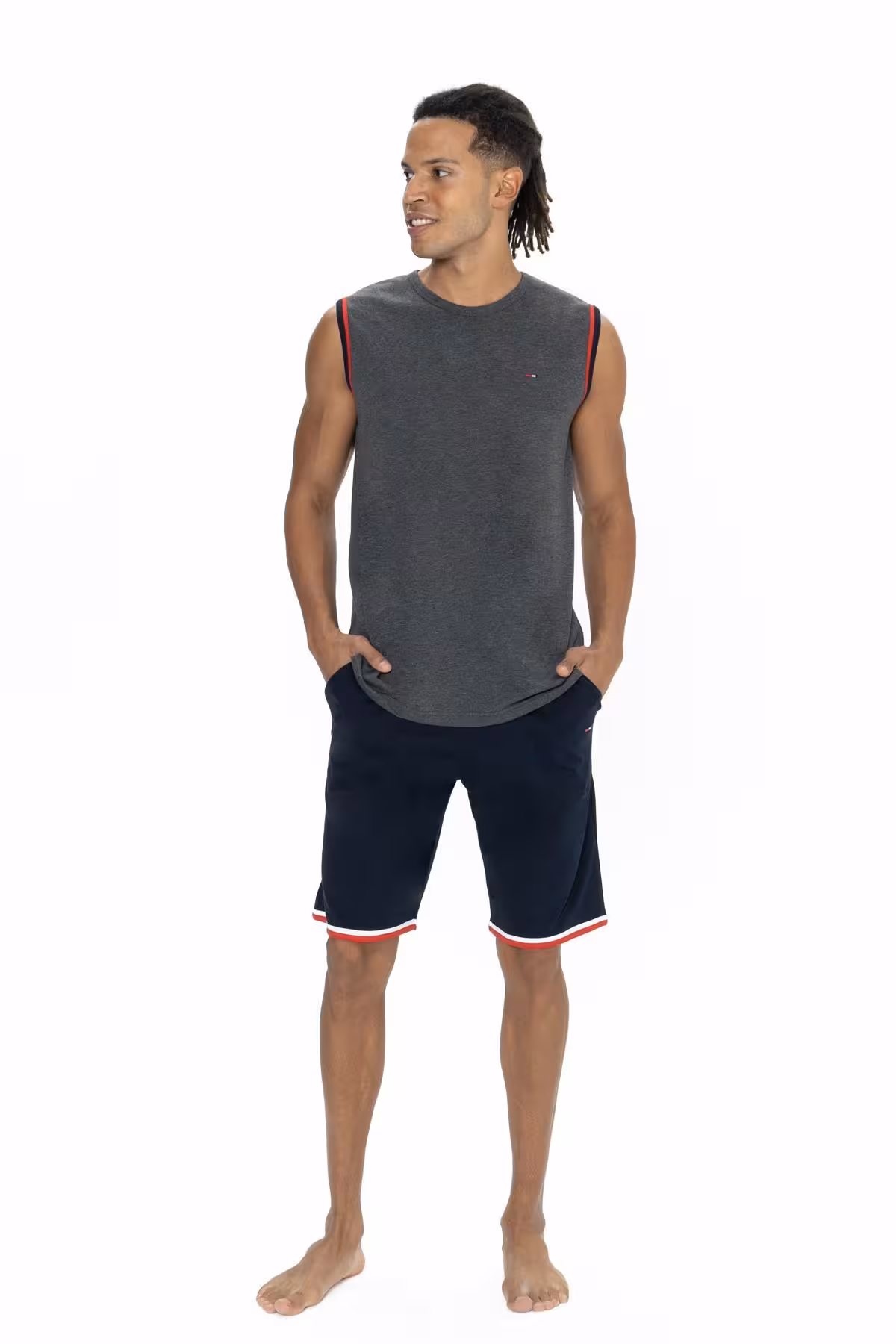 ست پیژامه مردانه پایه تی شرت بدون آستین چوگان و شلوار جیب U.S. Polo Assn.
