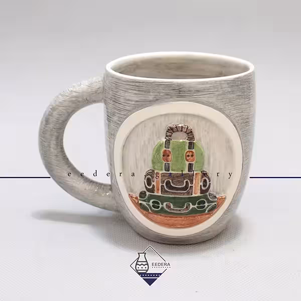 ماگ دستساز برجسته طرح چمدان