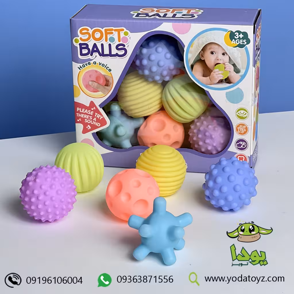 اسباب بازی نوزادی توپ 6 تکه لمسی کد 1866