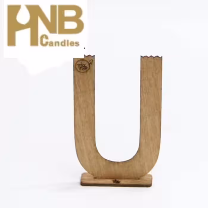 فیتیله چوبی شمع دو شعله (یو)  10 تایی با پایه نگهدارنده | amazonchi