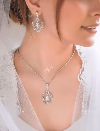 💍نیم ست جواهری خاص و زیبا  نقره عیار 925 (آویز و گوشواره)(N_4081)‌‌‌‌‌‌ ‌