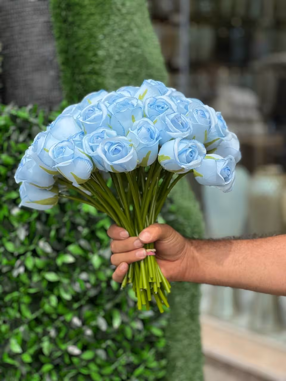 گل رز مصنوعی آبی وارداتی 10شاخه