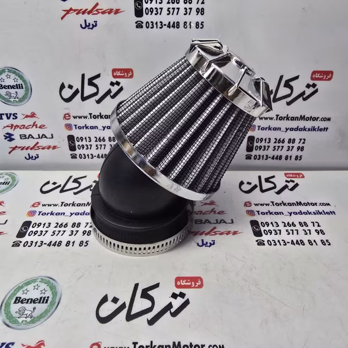 فیلتر ( ابر ) هواکش اسپرت انواع موتورسیکلت نقره ای استیل