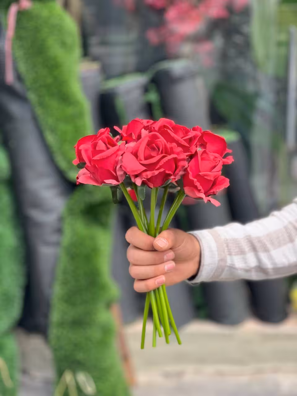 رز مصنوعی مدل مخملی قرمز 10عددی