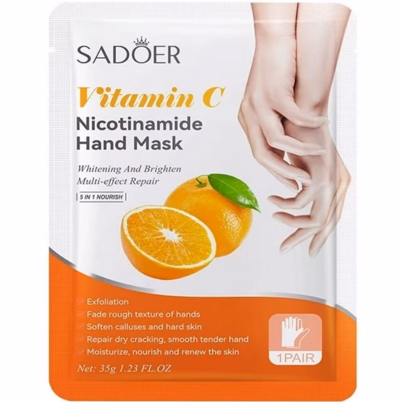 ماسک دست سادور مدل ویتامین سی و نیکوتینامید ترمیم کننده و روشن کننده وزن 35 گرم