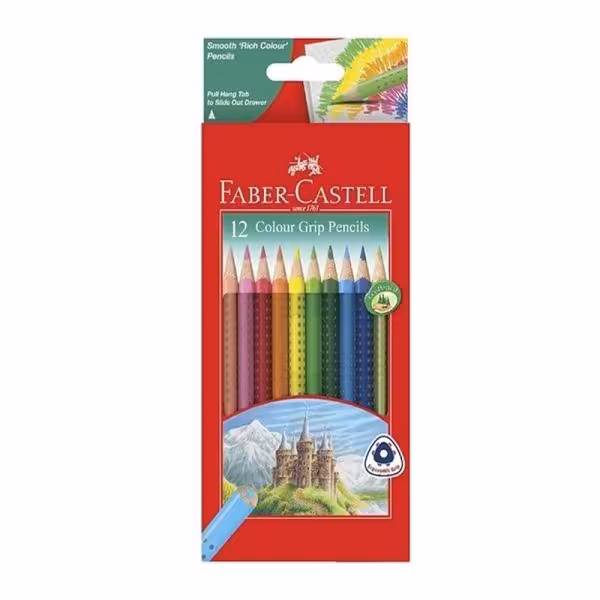 مداد رنگی 12 رنگ فابر کاستل مدل grip-01