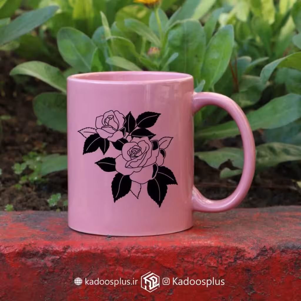 ماگ فول کالر صورتی با چاپ دلخواه