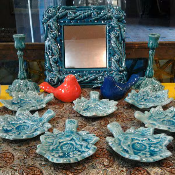 هفت سین نقش برجسته طرح برگ ، تمام لعاب