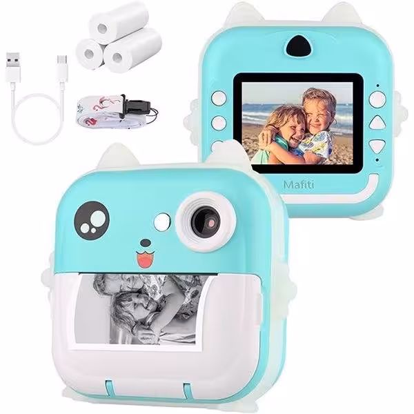 مینی چاپگر فوری حرارتی به همراه دوربین دیجیتال رنگ آبی