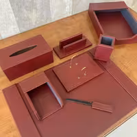 رومیزی چرم اداری 8 تکه زرشکی 408 