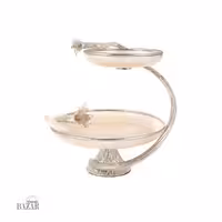 شیرینی خوری دو طبقه شیشه ای صدفی مدل لیلیوم کد 3230462