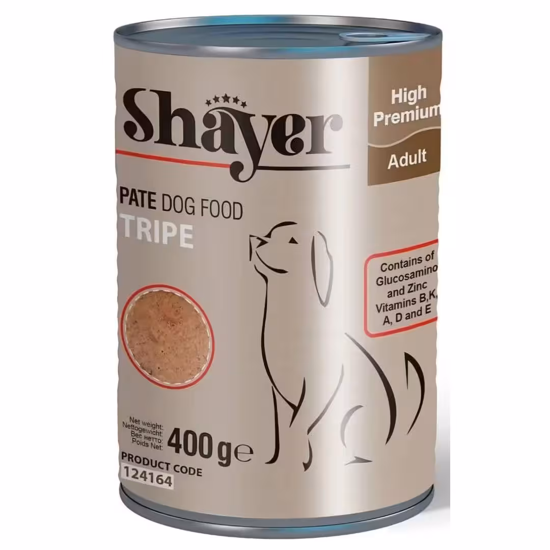 کنسرو سگ شایر طعم سیرابی وزن 400 گرم