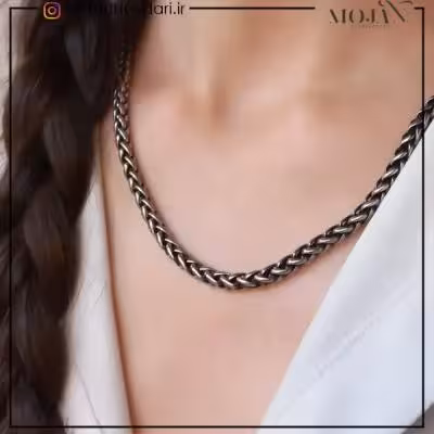 مشخصات و خرید زنجیر گندمی 5میل مردانه سیاه قلم کد00108 موژان حیدری