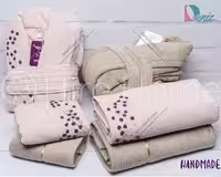 حوله ست دو نفره HANDMADE شکوفه رنگ صدری و کالباسی