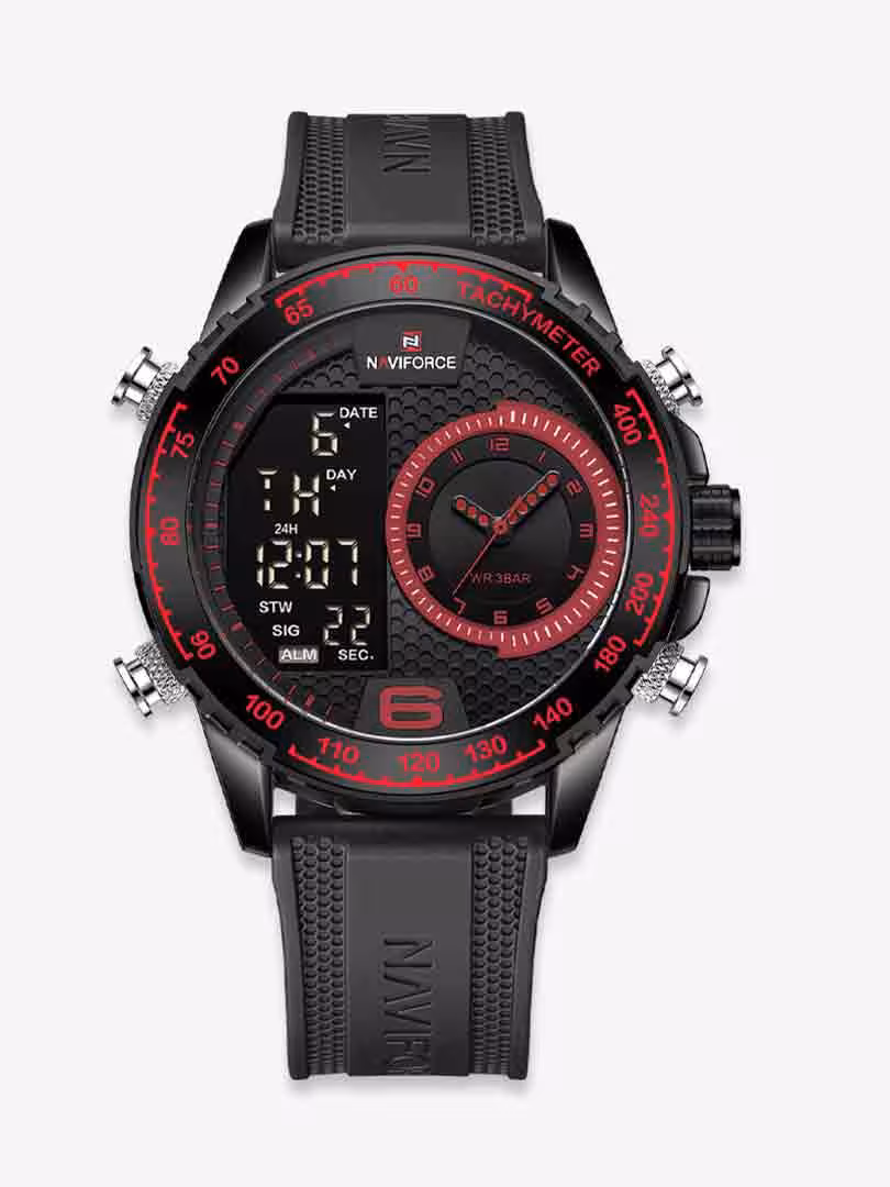 ساعت مچی دوزمانه مردانه نیوی فورس Naviforce 9199 BK/R/BK