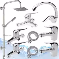 ست 9 عددی شیر اهرمی اردکی با علم دوش حمام دوکاره استیل