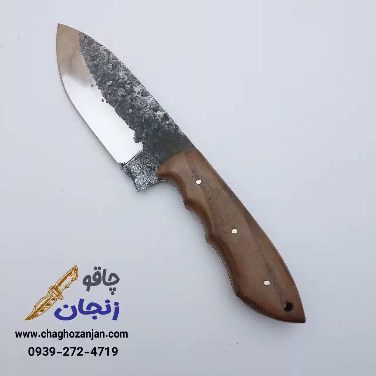 چاقو شکاری با تیغه فولادی سوهان کاری شده زنجان   غلاف هدیه