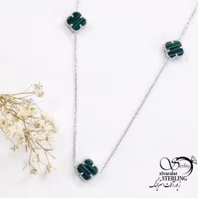 گردنبند ونکلیف سبز نقره 925 عیار کد 17836