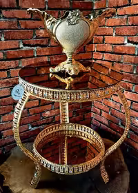 میز کنار سالنی گرد جدید طلایی سایز بزرگ