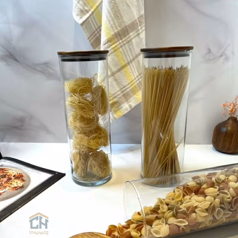 بانکه شیشه ای 30*9/5 درب چوبی مدل 81030 ACA