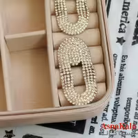 گوشواره جواهری مدل آویز نگیندار رنگ طلایی کد GSH152095W