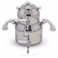 کتری قوری استیل شیر دار دسته باکالیت سفید ریور کد 2162