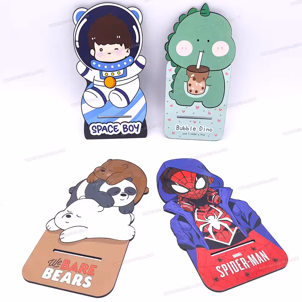 هولدر موبایل چوبی سری فانتزی (فضانورد-خرس-دایناسور-مردعنکبوتی)