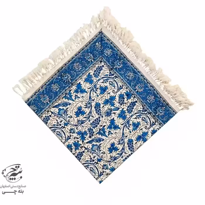 سفره قلمکاری طرح گل انگوری آبی 100در100