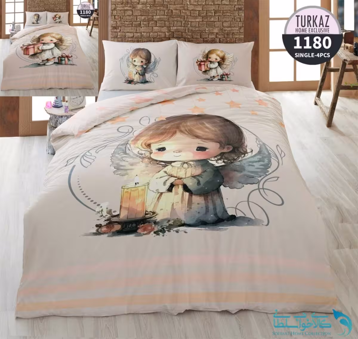 روتختی طرح فرشته کوچولو یک نفره برند Turkaz کد 1180